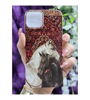 iPhone 13/14 Uyumlu Atlar Desenli Silikon Şeffaf Telefon Kılıfı