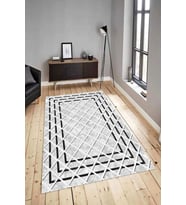 Dijital Baskılı Yıkanabilir Kaymaz Modern Renkli Salon Halısı Mutfak Halısı Yolluk ND-HY-858 (Gri)