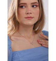 925 Ayar Gümüş Zincirli Rose Kaplama Anne Çoçuk Sevgi Kolye