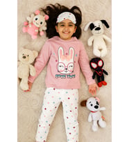 ÇOCUKLAR İÇİN GÖZ MASKELİ KARAKTER BASKILI %100 PAMUK  3 LÜ PİJAMA TAKIMLARI (Pembe-Mavi-Sarı-Beyaz)