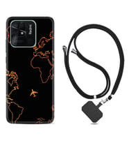 Xiaomi Redmi Note 7 8 9 Pro 10 2022 10 Pro 10S Kılıf Boyun Askılı Silikon Harita ve Uçak 1777
