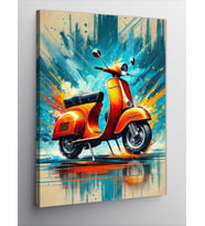 Kanvas Tablo Turuncu Vespa ve Enerji Patlaması