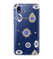 PrintiFy Samsung Galaxy A2 Core ile Uyumlu 1mm Slim Fit Nazar Boncuğu 5 Baskılı Şeffaf  Kılıf
