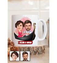 Çiftlere Özel Hediye Tek Taş Yüzük Temalı Karikatürlü Beyaz Kupa Bardak