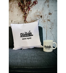 Özel Güvenlik Kupa Bardak ve Yastık Set 001 (Beyaz)