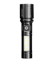 WellHise 603 Usb Şarjlı Yüksek güç spot uzun LED El Feneri Zumlanabilir Ultra Parlak Acil Aydınlatma Feneri (Siyah)