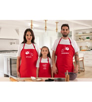 Kişiye Özel Anne Baba Çocuk Kombini Hediye Master Chef 3'lü Mutfak Önlüğü Kırmızı