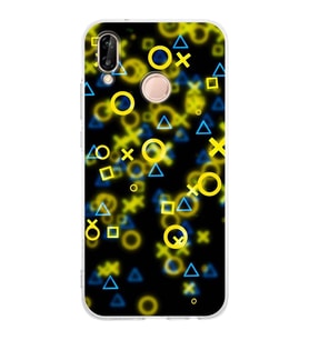 PrintiFy Huawei P20 Lite Uyumlu Kamera Korumalı Semboller Tasarımlı Şeffaf Silikon Kılıf