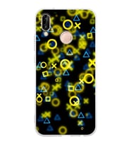 PrintiFy Huawei P20 Lite Uyumlu Kamera Korumalı Semboller Tasarımlı Şeffaf Silikon Kılıf