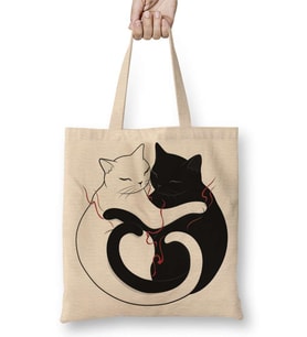 Aşk Kediler Blazing Cat Love Bez Çanta Uzun Saplı
