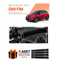 RENAULT CAPTUR 1 (2013-2019) Uyumlu Torpido Koruma Örtüsü Oto Kılıfı - Siyah Gri