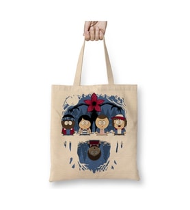 Stranger Things Stranger Park Beyaz Bez Çanta Uzun Saplı Alışveriş Çantası Plaj Çantası