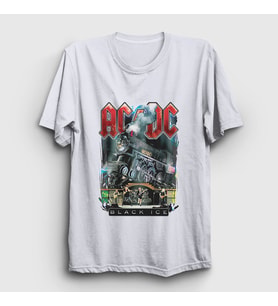 Presmono Unisex Beyaz Black Ice Train AC/DC T-Shirt 5985tt