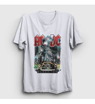 Presmono Unisex Beyaz Black Ice Train AC/DC T-Shirt 5985tt