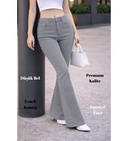 CEDY DENIM Yüksek Kalite Kadın 5 Cep Düşük Bel İspanyol Paça SkinnyFit Esnek Jean Pantolon C619 (Taş)