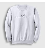 Presmono Unisex Beyaz Ekg Cat Kedi Sweatshirt 399289tt (Beyaz)