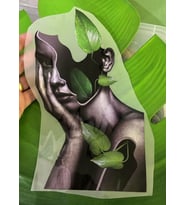 ÜTÜ İLE YAPIŞAN YAPRAK KADIN ARMA TRANSFER BASKI 22X13 CM