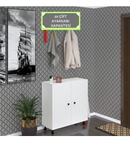 Kenzlife ayakkabılık galoş5 byzbyz 53*080*32 kapaklı 5 raflı 20 çift ayakkabı kapasitesi (Beyaz)