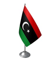 Masa Üstü Libya Bayrağı Krom Direk Masa Bayrak Seti