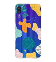 Xiaomi Redmi Note 7 Pro Uyumlu Kapak Geometrik Şekiller Tasarımlı Şeffaf Silikon Kılıf
