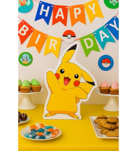 Ayaklı pano POKEMON Pikachu 34x23 cm Doğum Günü Masa Aksesuarı Oda Süsü