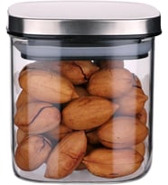 450 ml Metal Kapaklı Borosilikat Cam Kavanoz, Silikon Contalı Kuru Gıda Saklama Kabı, Kahve Çay Baharat Kuruyemiş İçin Şeffaf Cam Erzak Kabı, 10 x 10 x 10 cm, 1 Adet