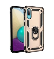 Samsung Galaxy A02 Kılıf Sofya Yüzüklü Silikon Kapak - Gold
