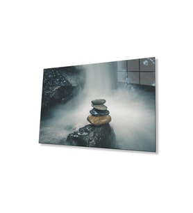 Taşlar Cam Tablo 4mm Dayanıklı Temperli Cam stones Glass Wall Art (Çok Renkli)