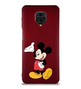 Xiaomi Redmi Note 9 Pro Soft Premier Kapak Mickey Mouse-C Tasarımlı Silikon Kılıf - Mürdüm (Şeffaf)