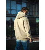 Üç İplik Penye Kapşonlu Basic SweatShirt - Bej