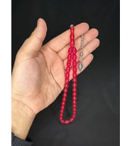 TOZ KEHRİBAR TESBİH PEMBE RENKLİ KAPSÜL KESİM 11MMX8MM T-572 (Çok Renkli)