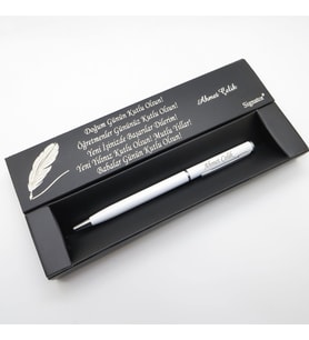 Signator® C521 Slim Beyaz Tükenmez Kalem  İsme Özel Kalem  Hediyelik Kalem (Karışık)