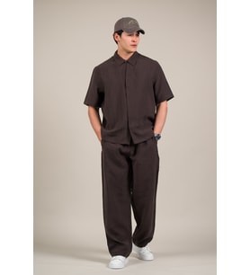 Oversize Lyocell Kumaş Yazlık Tiril Tiril Baggy Pantolonlu Gömlekli Takım