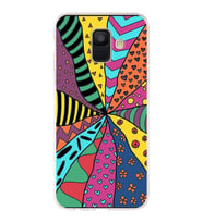 PrintiFy Samsung Galaxy A6 2018 ile Uyumlu 1mm Slim Fit Retro Colors 4 Baskılı Şeffaf  Kılıf