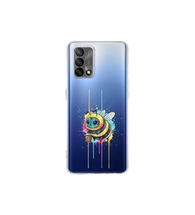 Oppo A74 ile uyumlu Splash arı tasarımlı şeffaf silikon kılıf
