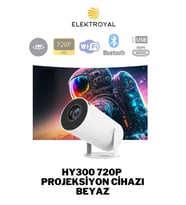 HD 720P Android Kablosuz Bluetooth Projeksiyon Cihazı, 180° Dönebilen Beyaz