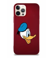 Apple iPhone 12 Pro Soft Premier Kapak Donald Duck-F Tasarımlı Silikon Kılıf - Mürdüm (Şeffaf)
