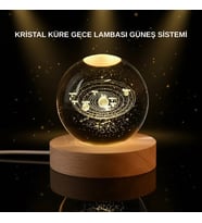 Led Işıklı Kristal Küre Ahşap Standlı Dekoratif Gezegen Model