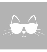 Güneş Gözlüğü Takan Kedi Araba Sticker siyah 19x9 CM (Beyaz)