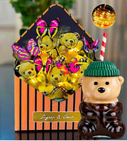 Kişiye Özel Kelebek Buketi & Led Işıklı Peluş Ayıcık Buketi & Bearista Şapkalı Ayıcık Pipetli Bardak