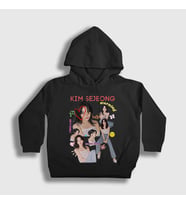 Presmono Unisex Çocuk Beyaz Poster Kim Sejeong Kapüşonlu Sweatshirt 524019tt (Siyah)