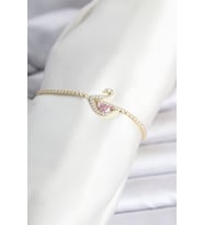 Pirinç Gold Renk Zirkon Taşlı Swan Model Su Yolu Kadın Bileklik 5886 - SSSSSS5736-8096