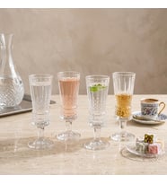 4'lü Kristal Kesim Ayaklı Cam Kadeh Seti - 120 ml Türk Kahvesi Yanı Su, Şerbet ve Likör Bardağı, Lüks Sunum Kadehi