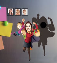 Kişiye Özel Anneler Günü Anne Erkek Kız Kardeş Karikatürlü Ahşap Magnet Model-3