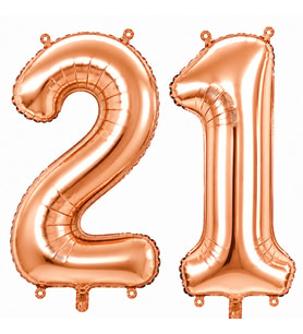 21 Rakam Folyo Balon Rose Gold Rengi (100 cm)