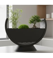 Modern Yarım Ay Tasarım Bonsai Saksısı - Dekoratif Zen Bahçesi ve Çiçeklik