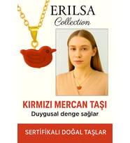 Sertifikalı Kuş Model Kırmızı Mercan Kolye – Özgürlük, Enerji ve Tutkunun Taşı (Çok Renkli)