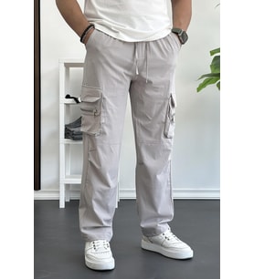 Erkek İnce Baggy Kalıp Kargo Pantolon Gri Edw164