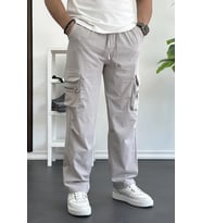 Erkek İnce Baggy Kalıp Kargo Pantolon Gri Edw164