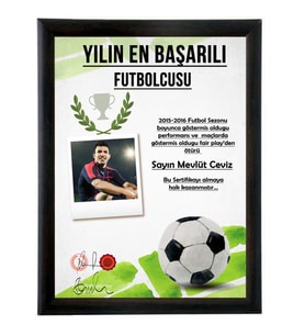 Kişiye Özel Fotoğraflı Yılın Futbolcusu Sertifikası